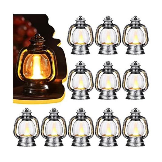 Ferraycle 12 Pcs Mini Lanterns Bulk 4 Inch Silver Lamp Table Centerpieces