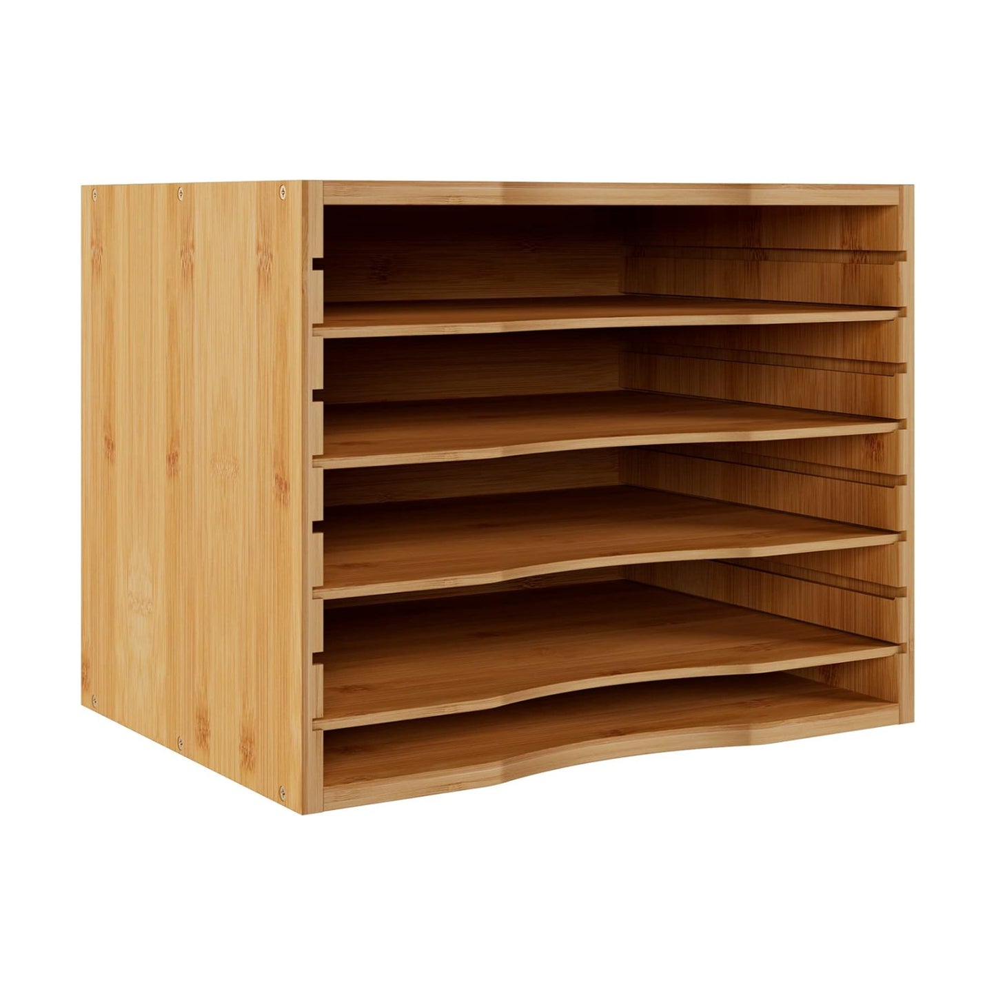 Bamjoy Bamboo 5 Tier Desktop Organizer, Paper Organizer Mail Sorter, File Holder Letter Document Storage with