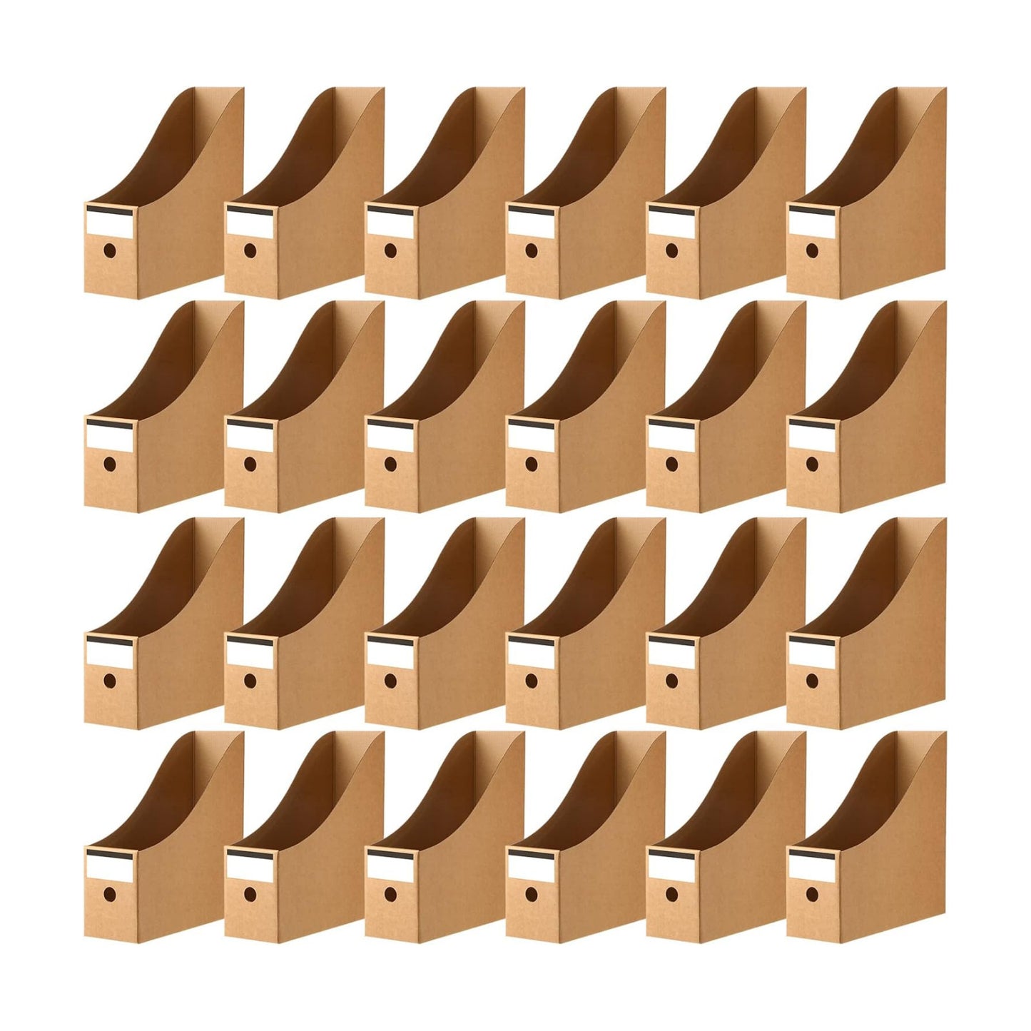Thenshop 24 Pcs Magazine Files Cardboard Holders,Classic,Brown | File Organizer Foldable Paper Storage for Desk