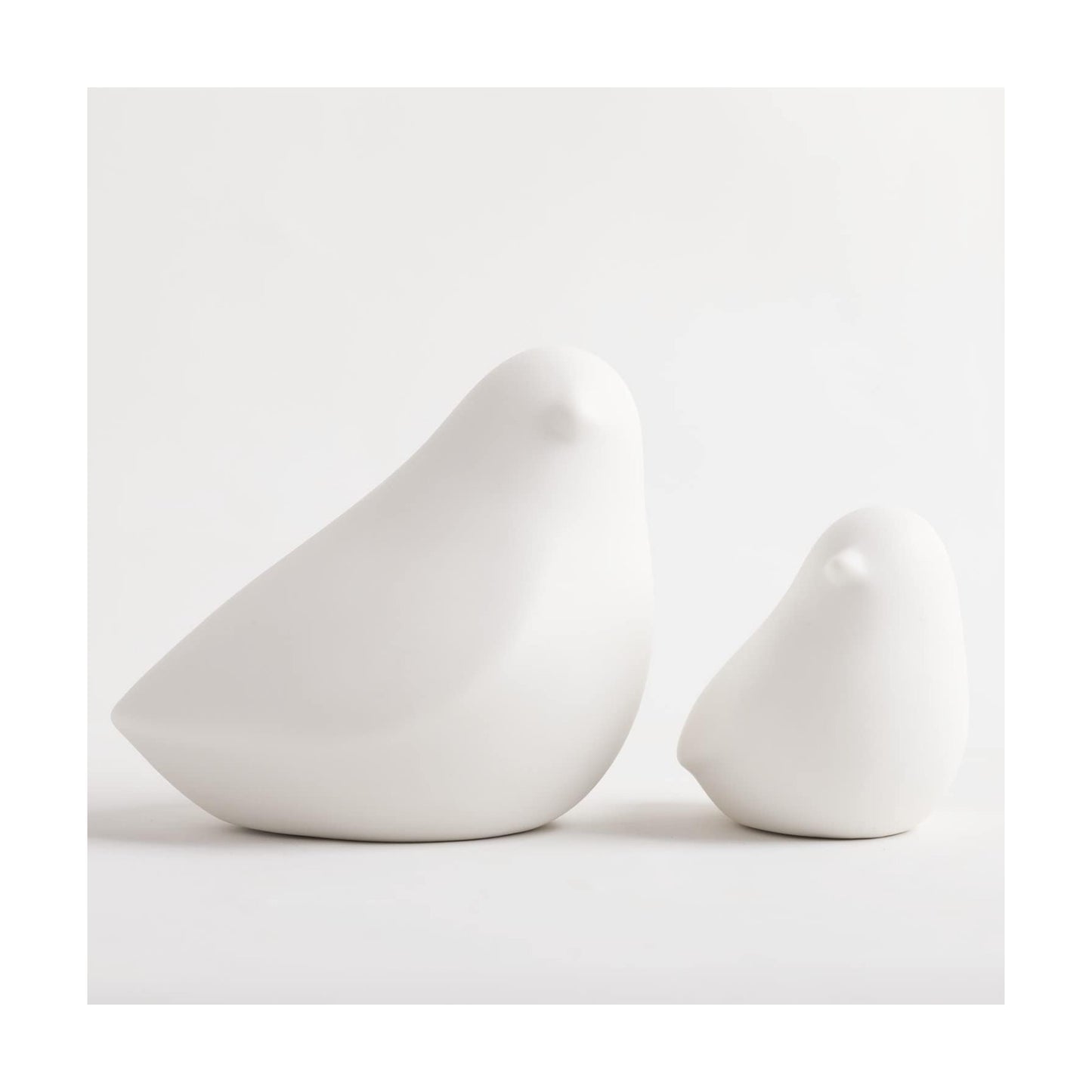 Ceramic Birds Figurines Small Birds Statues / White / Set of 2