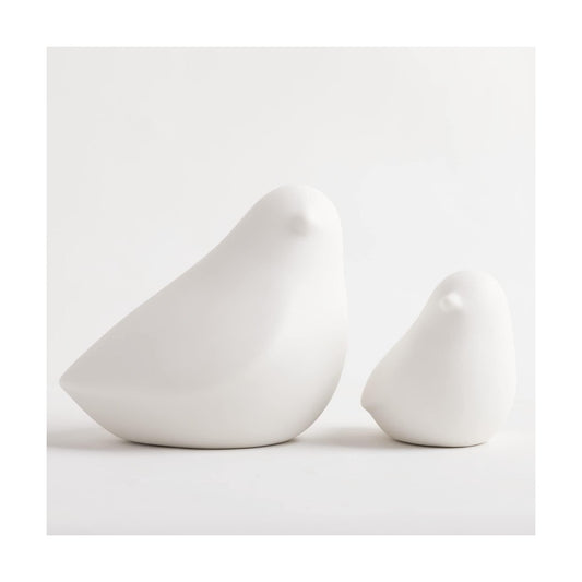 Ceramic Birds Figurines Small Birds Statues / White / Set of 2