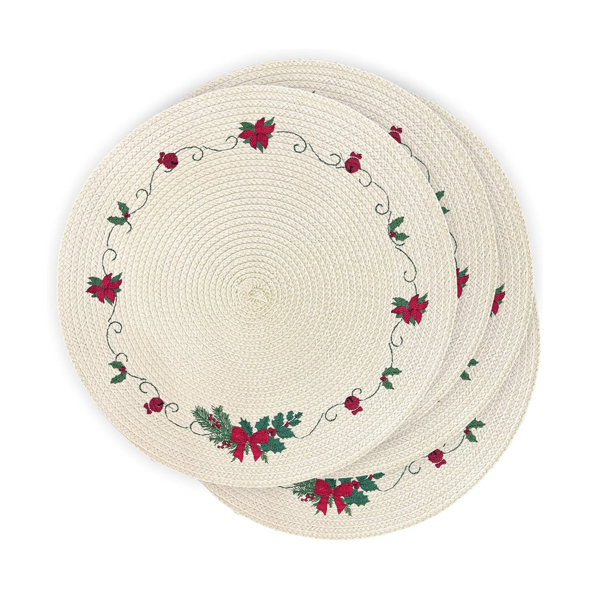 LaneVines Christmas Placemats Set of 4 Round Placemats Christmas