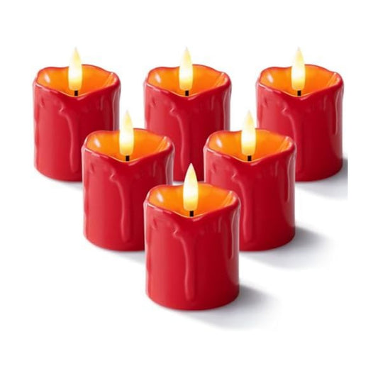 Homemory 2"x 2" Red 6 Hour Timer Flameless Votive Candles, 6 Pack
