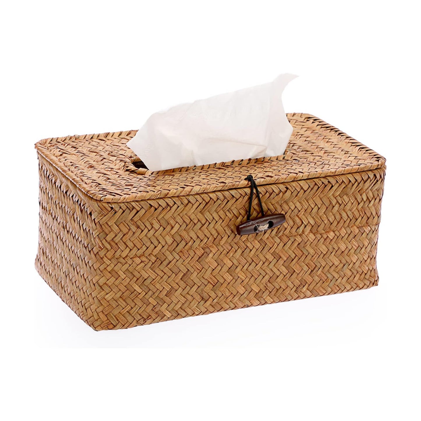 Tissue Box Cover Rectangle Tissue Box Seagrass Tissue Box Holder Woven Tissue / Caramel / Medium