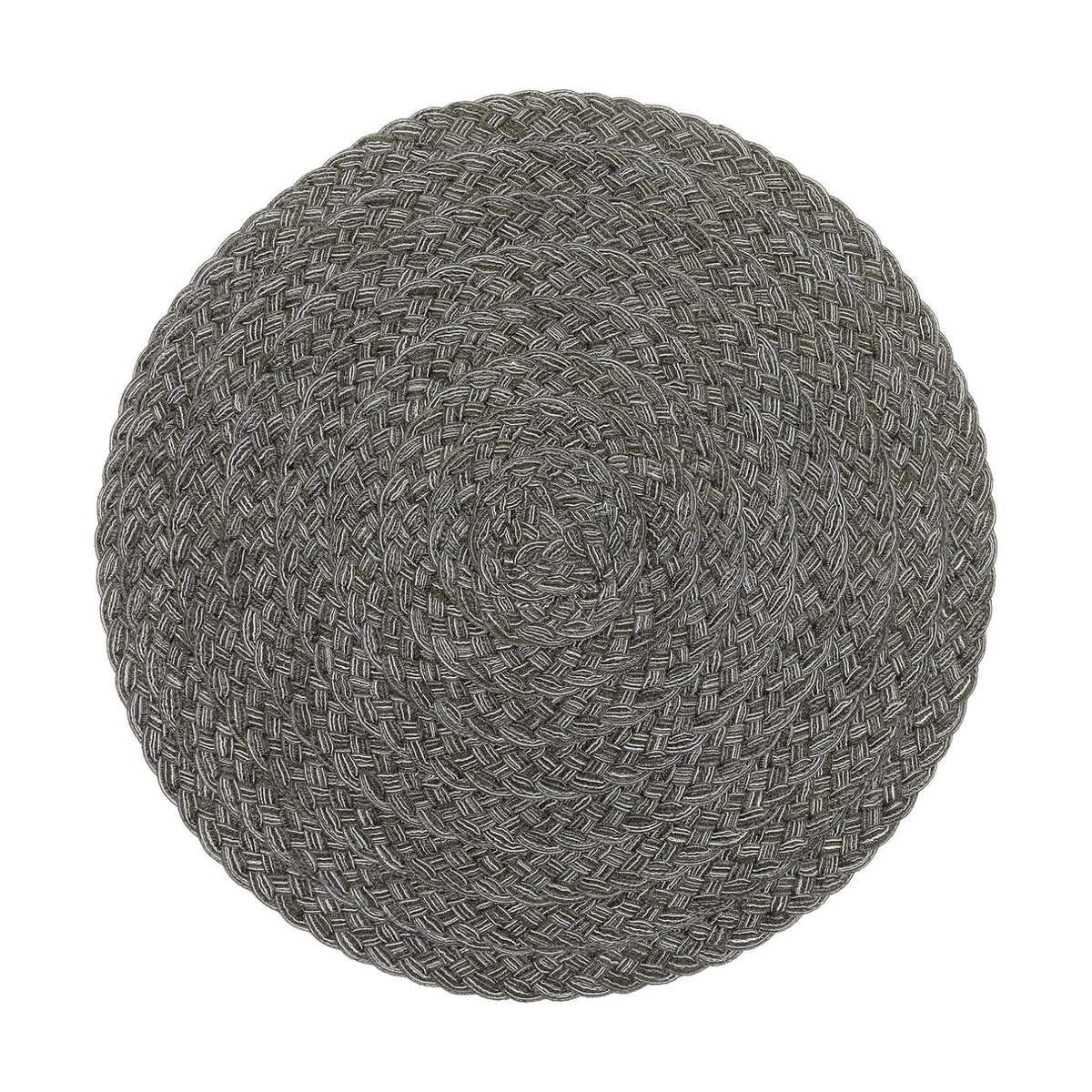SHACOS Round Braided Placemats Set of 6 Thick Woven Placemats Washable 15 inch Circle Place Mats Non Slip Table Mats for Dining Table, Gray White