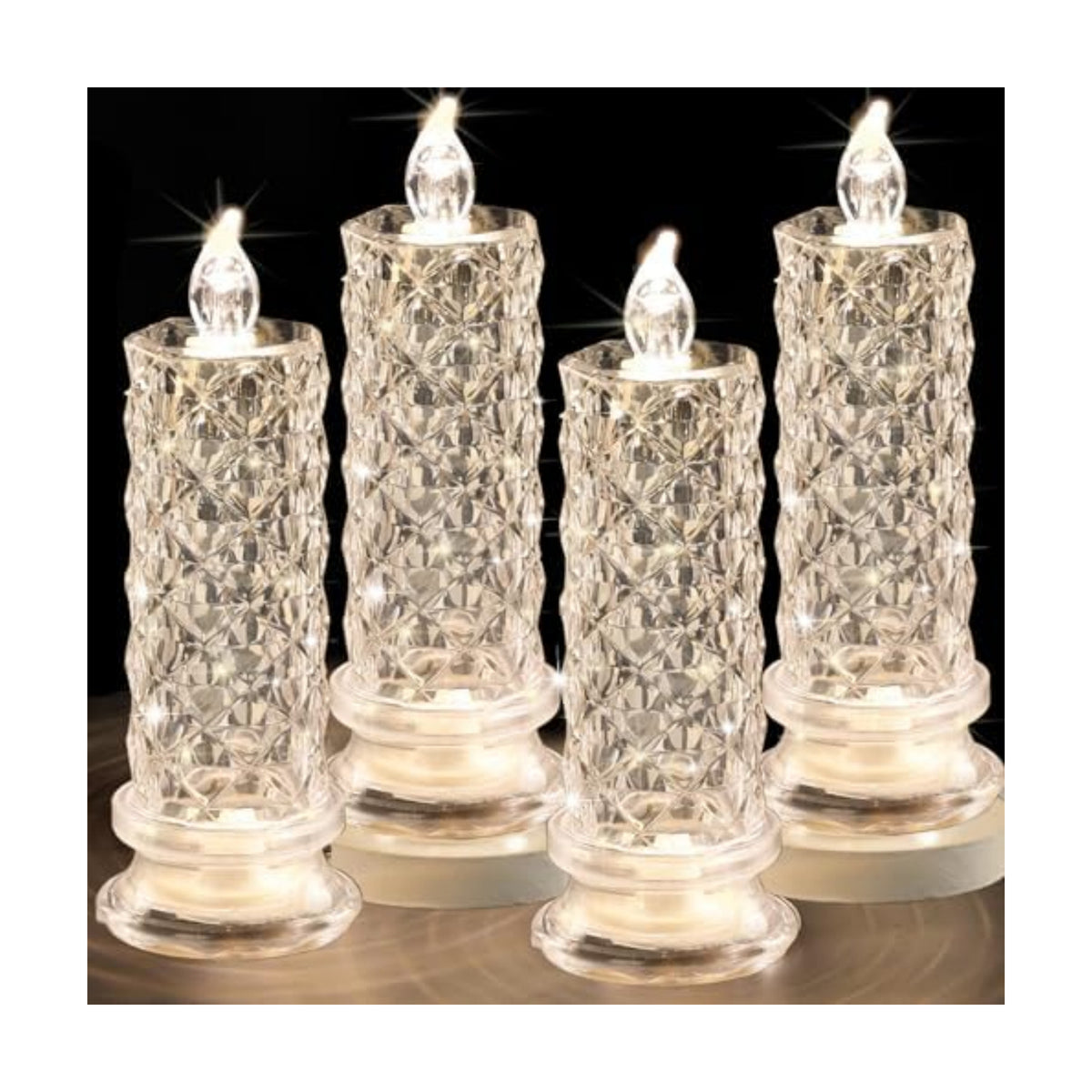 SupBri 4PCS Rose Halo LED Flameless Candles, Battery Operated Crystal Light