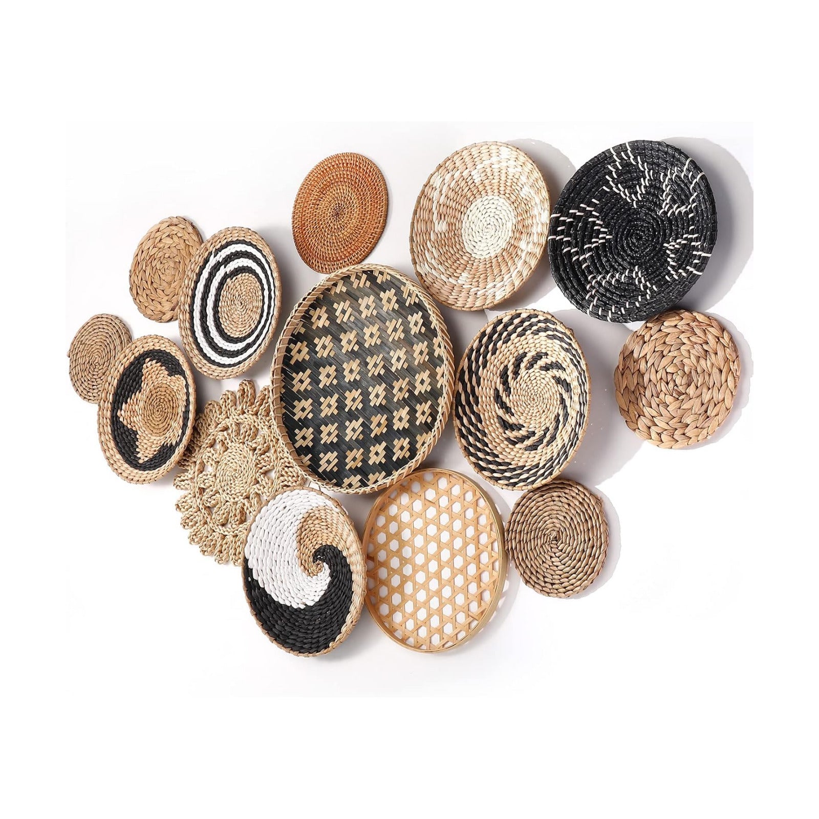 Boho Wall Basket Decor / Retro Color / Set of 14