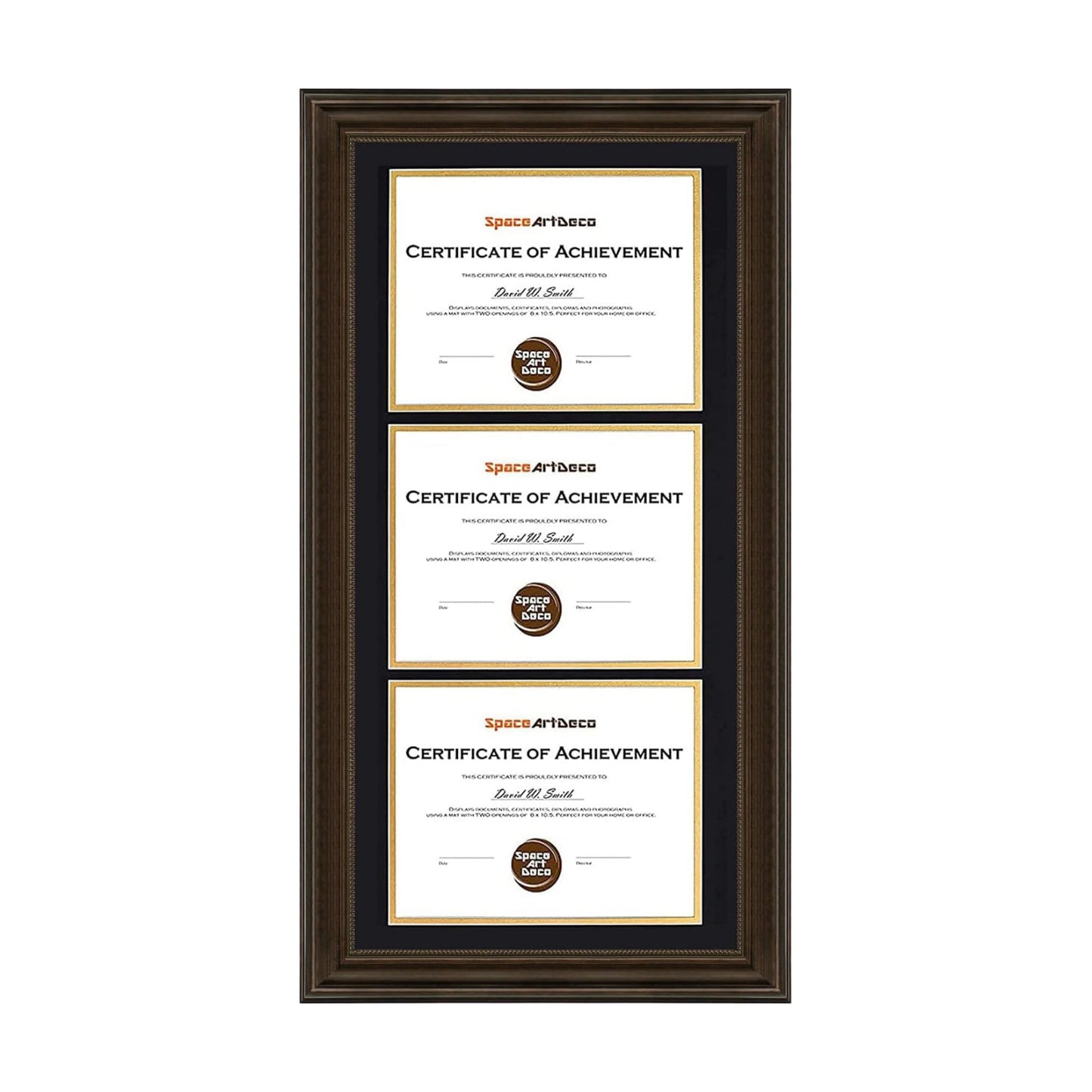 14x29 Triple Diploma Frame Holds Three 8.5x11,3-Certificate/Degree Frame | Comes with Real Glass,Build-in Hangers,Black