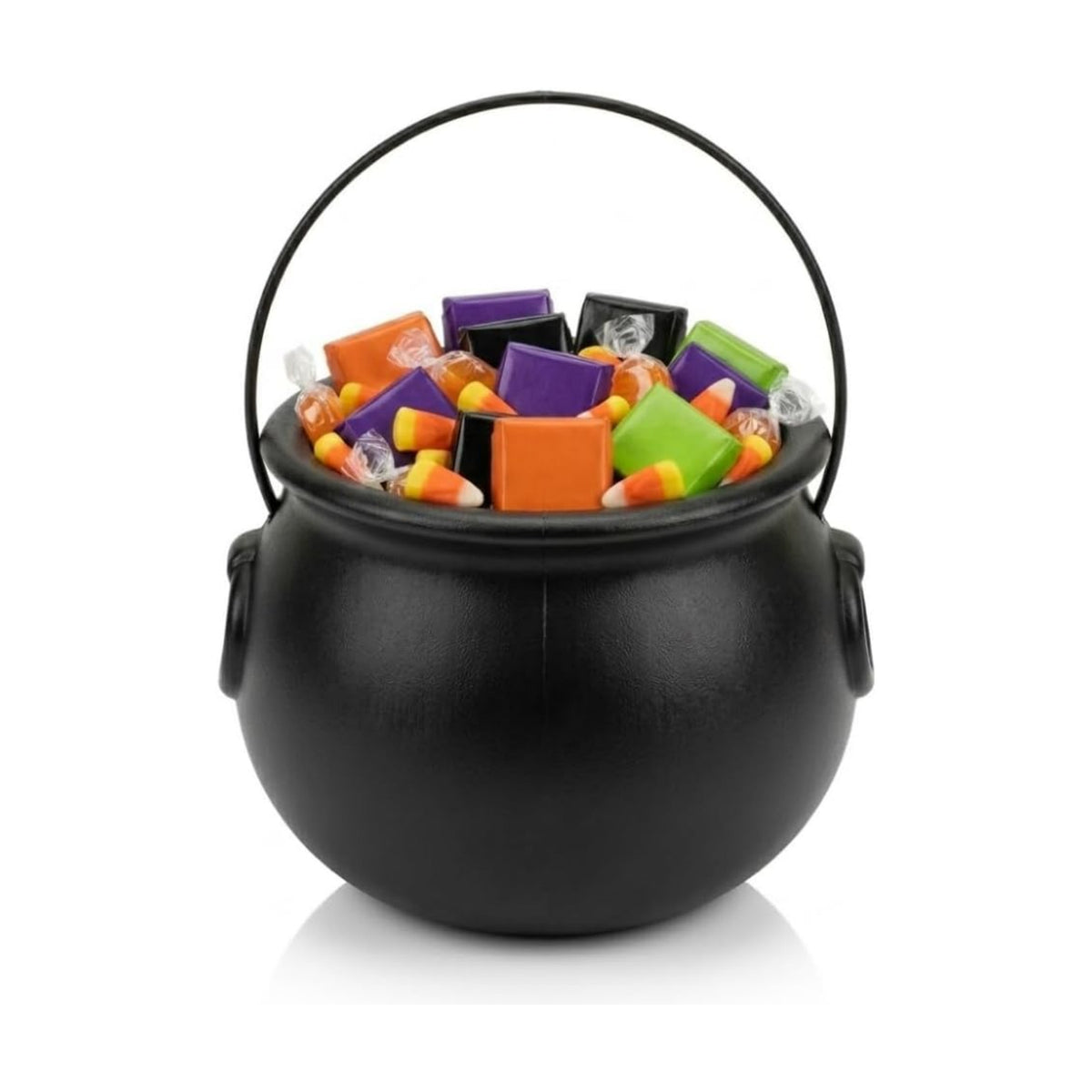 PMU 6inch Halloween CauldronSmall Witch Plastic Cauldron Bowl Black, for Halloween Décor