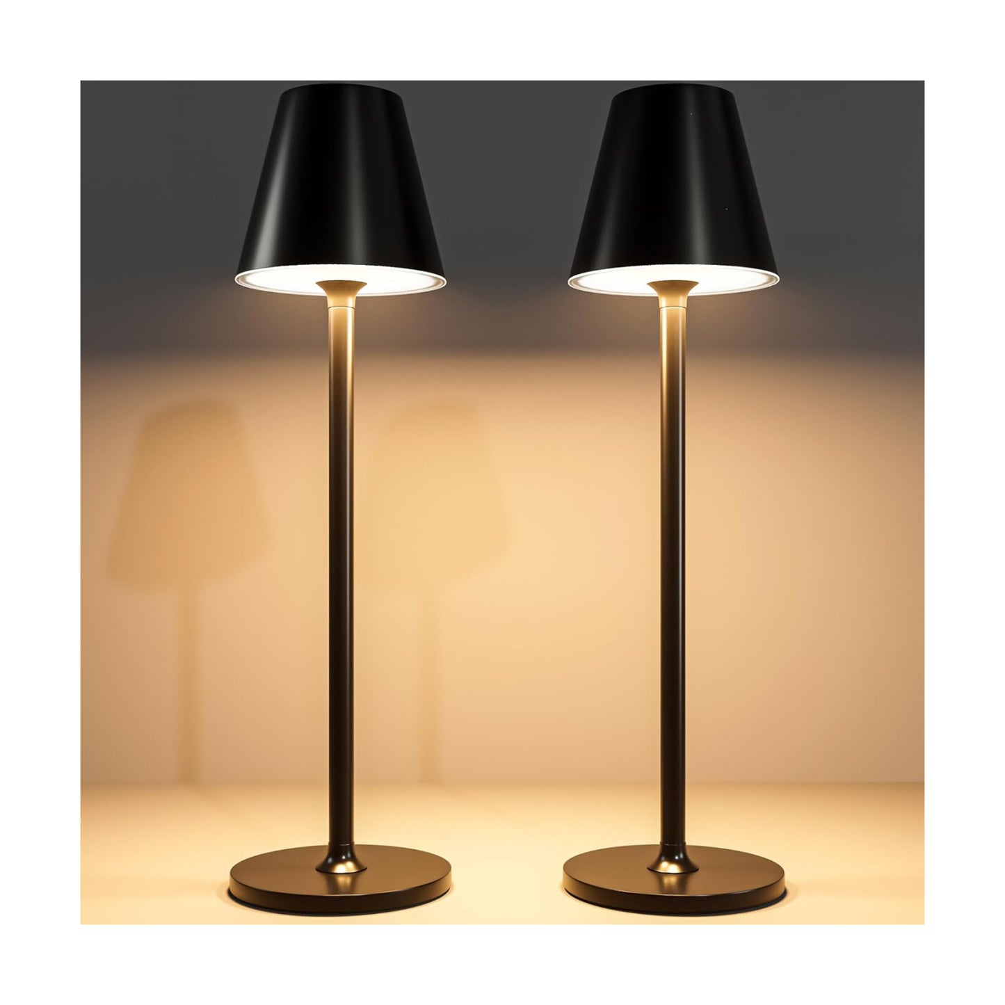 Timjorman 2-Pack Cordless Table Lamps - 5000mAh Rechargeable Battery Operated Desk Lamp, 3-Level Dimmable LED Night