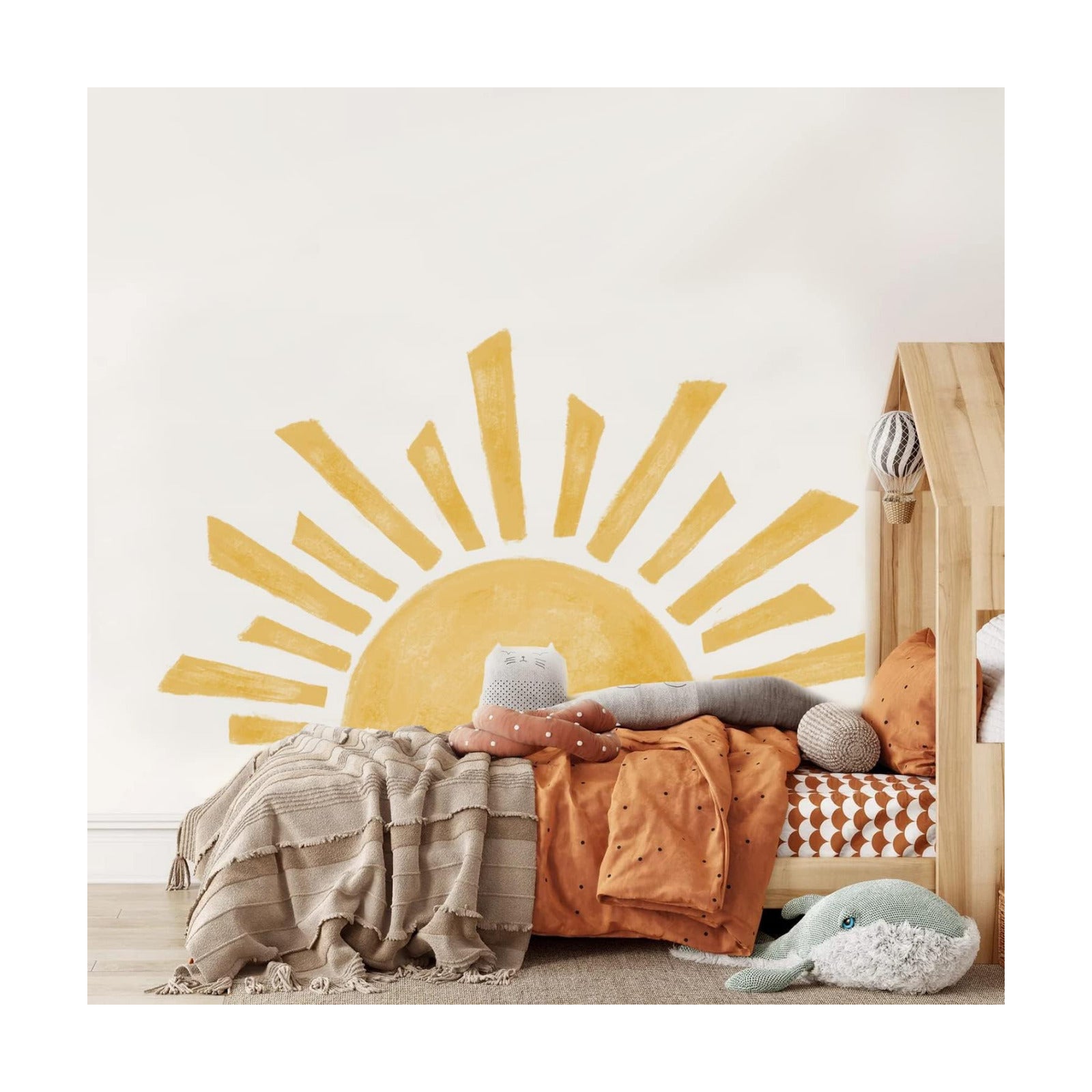 Large Boho Wall Decals Peel and Stick / 47.28 x 26.40 / Half Sunrise
