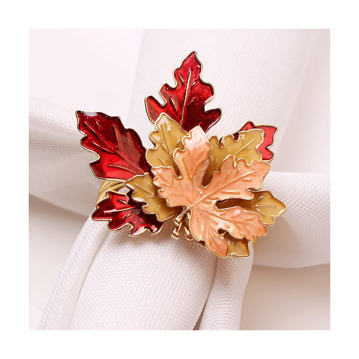 8 Pcs Maple Leaves Napkin Ring, Fall Metal Napkin Ring Holder Maple Leaves Serviette Buckle Holder Autumn Leaf Napkin Buckle for Harvest Season Thanksgiving Fall Decoration