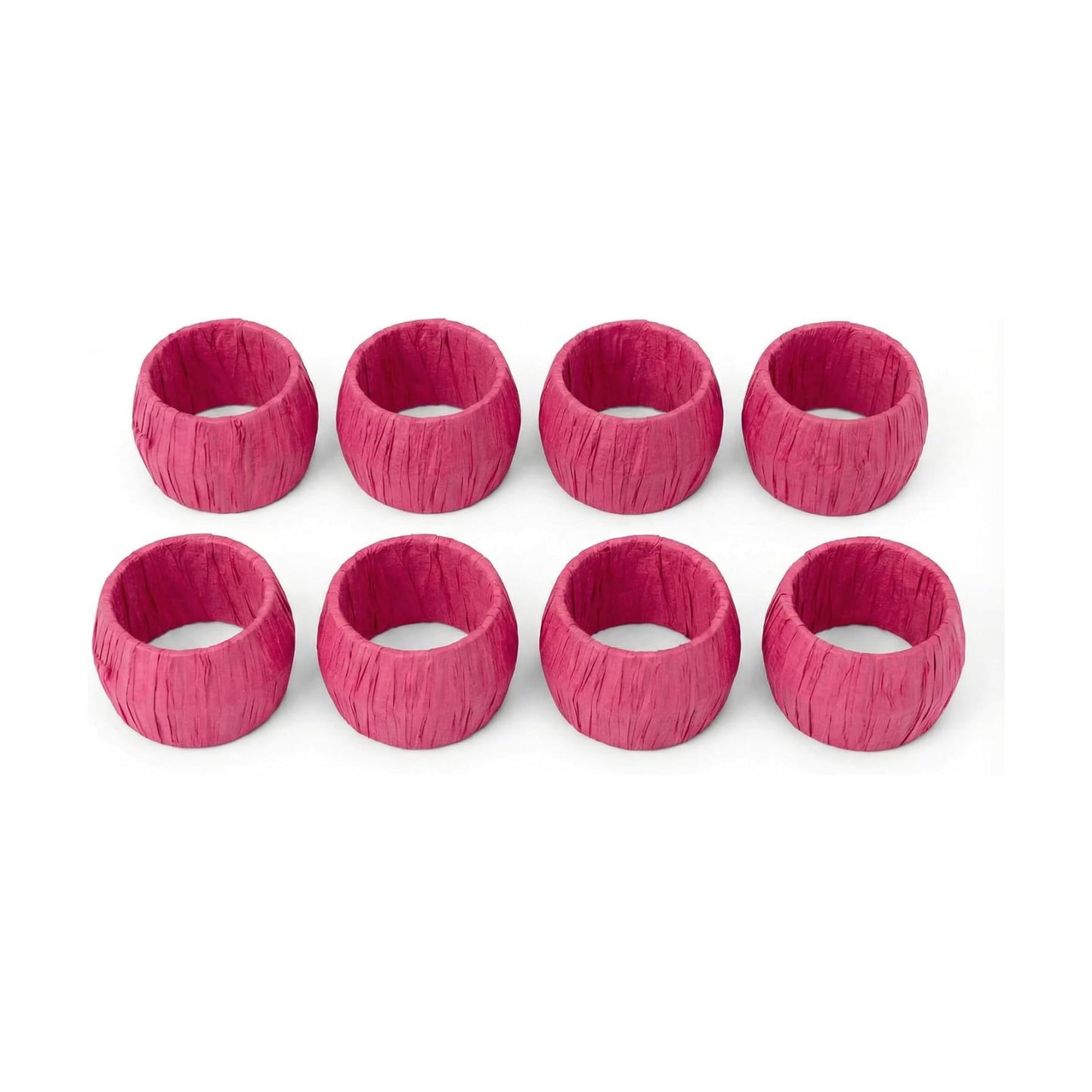 ™ Handmade Raffia Rattan Napkin Rings Everyday Use Dining Party / Rf_pink_3 / Pink / Set of 8
