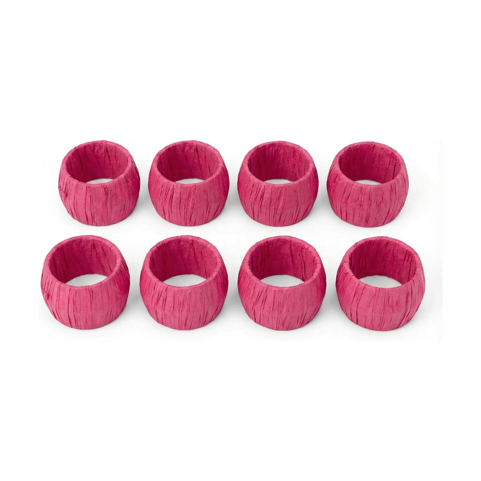 ™ Handmade Raffia Rattan Napkin Rings Everyday Use Dining Party / Rf_pink_3 / Pink / Set of 8