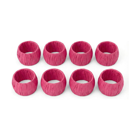 ™ Handmade Raffia Rattan Napkin Rings Everyday Use Dining Party / Rf_pink_3 / Pink / Set of 8