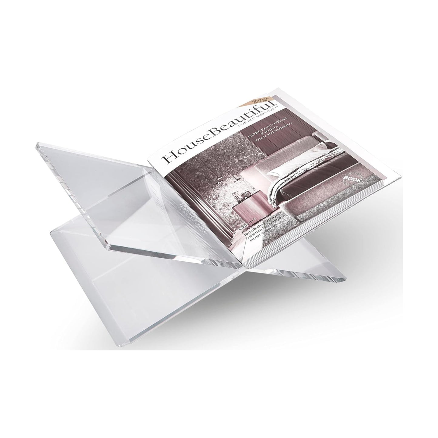 Honygebia Clear Acrylic Book Stands - Cross Frame Acrylic Book Holder, Open Bookstand for Display and Reading, Suitable