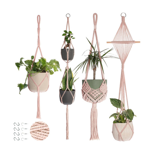 Macrame Plant Hangers / 4-pack Pearl / Set of 4