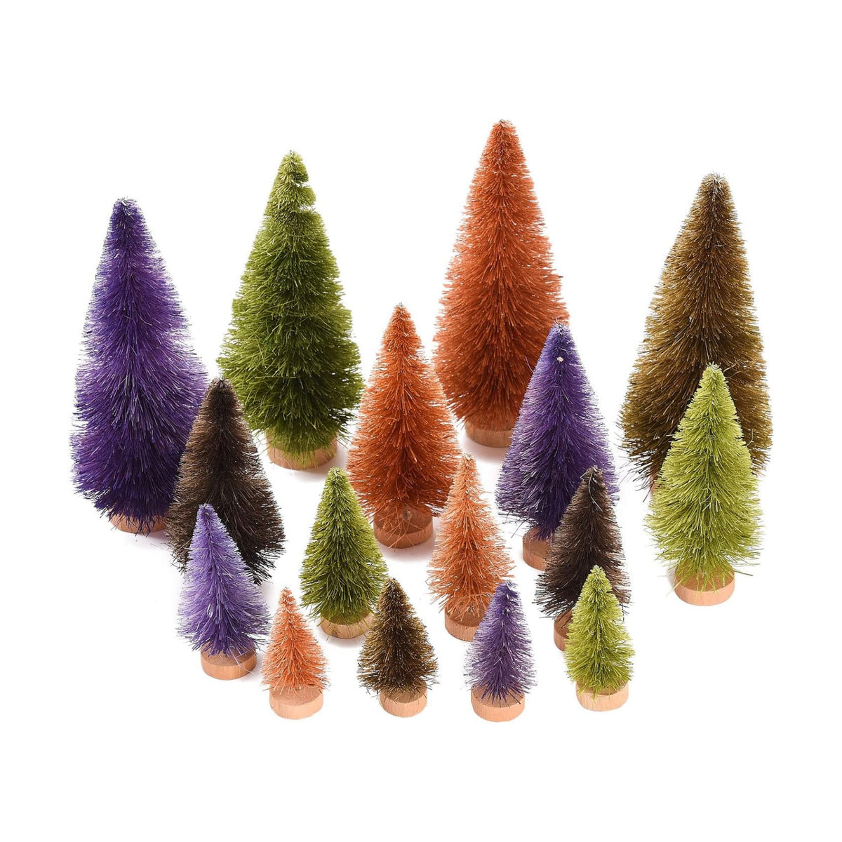 MANMAOHE 16 PCS Mini Christmas Trees Small Christmas Bottle Brush Trees with Wood Base Miniature Pine Trees Sisal Trees for Xmas Holiday Party Home Tabletop Tree Decor (16PCS)