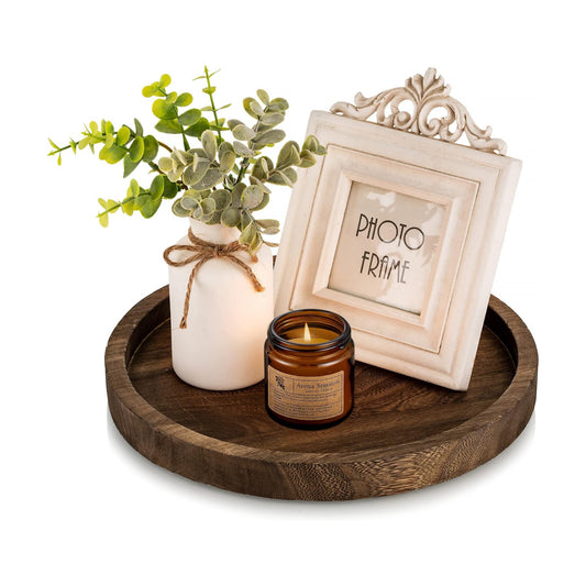 Round Wooden Candle Trays / Brown-1pc
