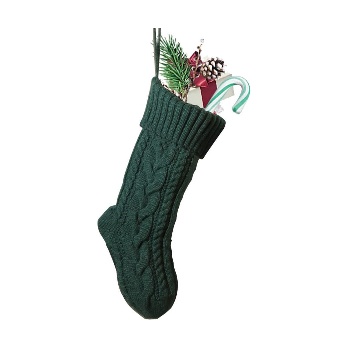 Nanou 18” Knitted Christmas Stockings, 1 Pack, Green