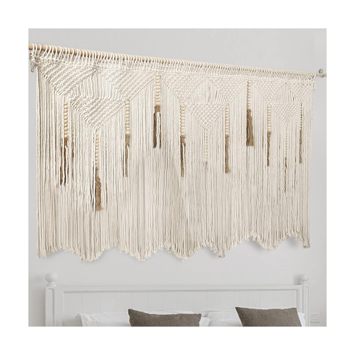 Extra Large Macrame Wall Hanging " Boho Tapestry Woven Decor / Beige / 70.8"L x 39"W / 70.8 x 39