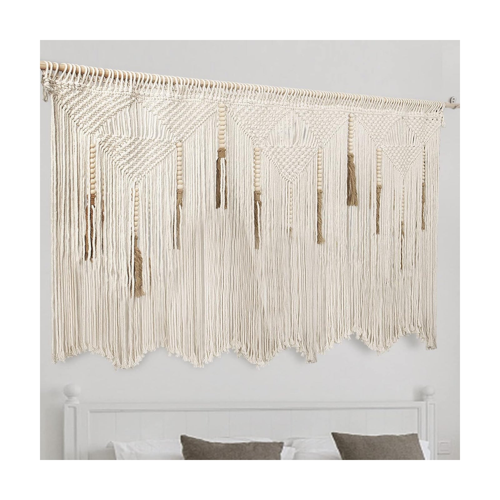 Extra Large Macrame Wall Hanging " Boho Tapestry Woven Decor / Beige / 70.8"L x 39"W / 70.8 x 39