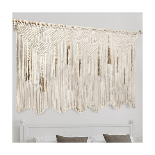 Extra Large Macrame Wall Hanging " Boho Tapestry Woven Decor / Beige / 70.8"L x 39"W / 70.8 x 39