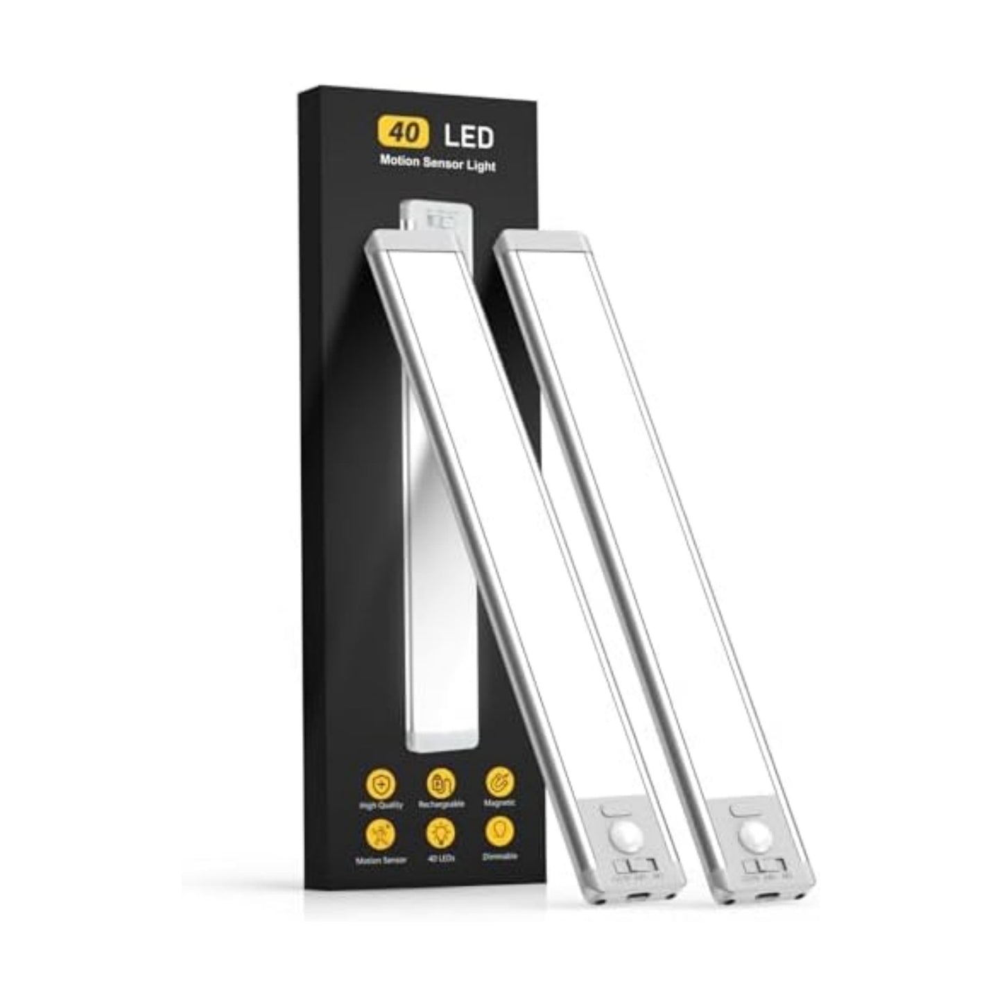 MCGOR 10inch Under Cabinet Lighting, 2 Pack Rechargeable Motion Sensor Light Indoor, 5 Levels Dimmable Magnetic Closet