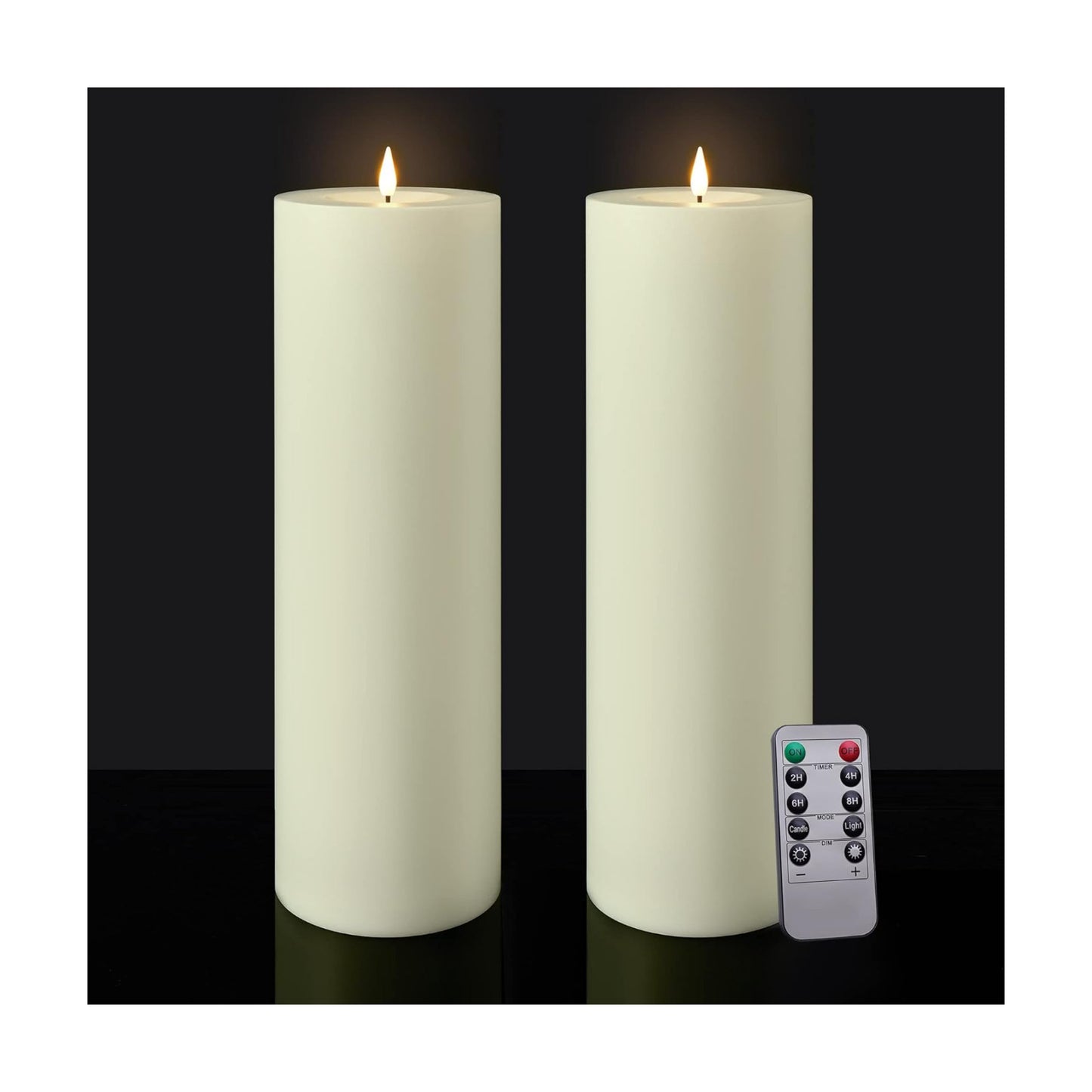 Large Flameless LED Candles Outdoor: 12" x 4" Battery Operated Pillar Candles Flickering with Timer Waterproof Fake