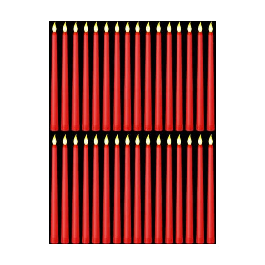 Treela Battery Operated LED Taper Candles,Basic,11 Inch,Red