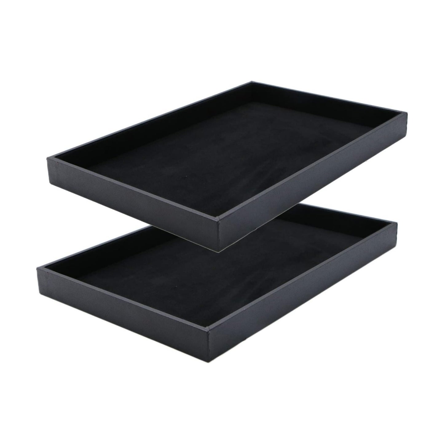 Velvet Stackable Jewelry Tray Showcase Display Stackable Necklace Bracelet Ring Showcase / Black