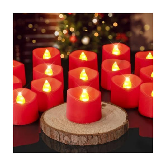 Homemory 12-Pack Red Flameless Battery Tea Light Candles, 200+ Hours