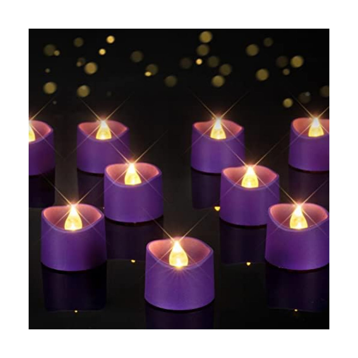 Homemory 12-Pack Purple Flameless Battery Tea Light Candles, 200+ Hours