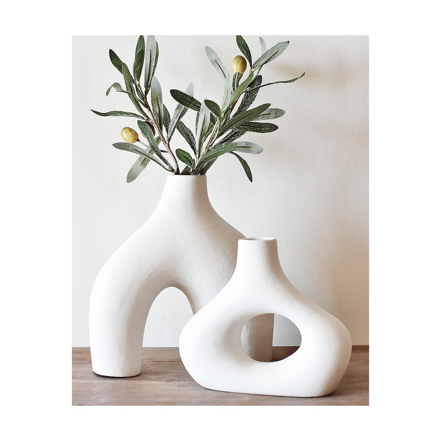 White Large Ceramic Vase / Warm White / Set of 2