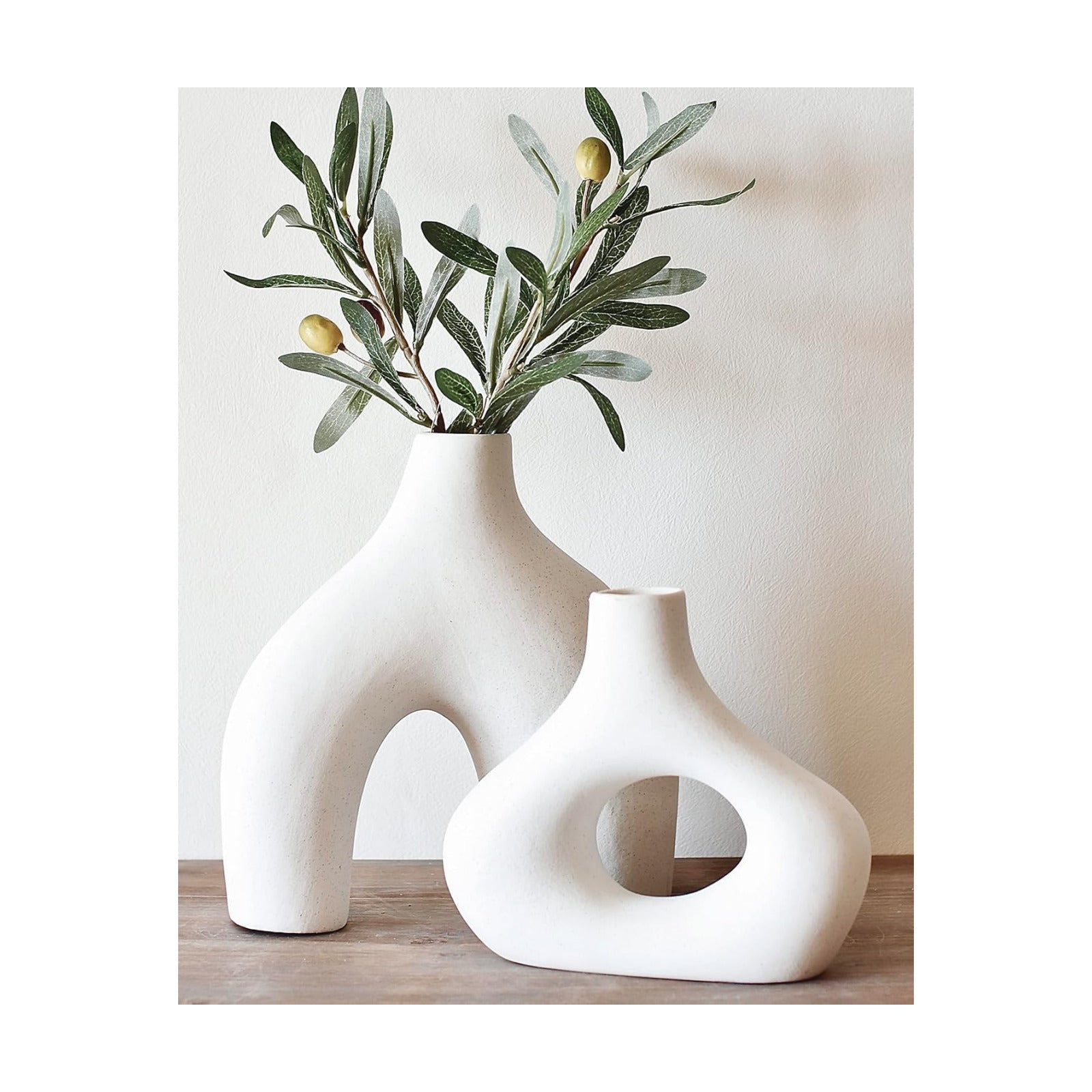White Large Ceramic Vase / Warm White / Set of 2