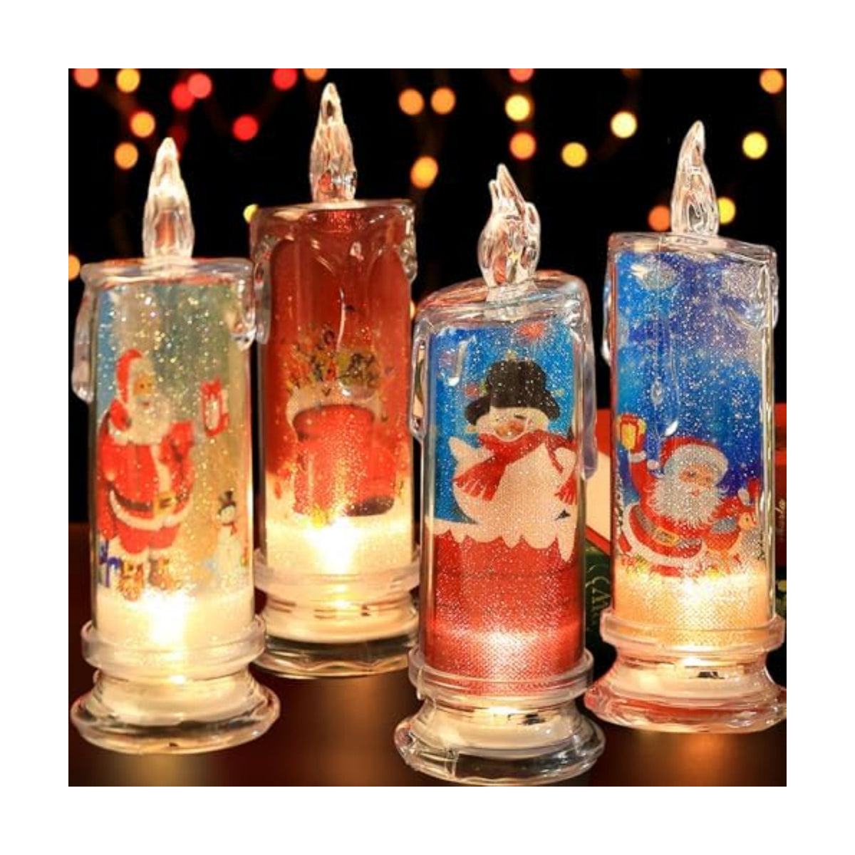 SupBri Christmas Flameless Candles, Xmas centerpieces for Tables Set of 4