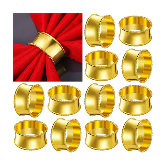 Hotop 48 Pcs Gold Metal Napkin Rings Metal Beaded Edge Napkin Holder Rings | Beaded Holders for Holiday Receptions