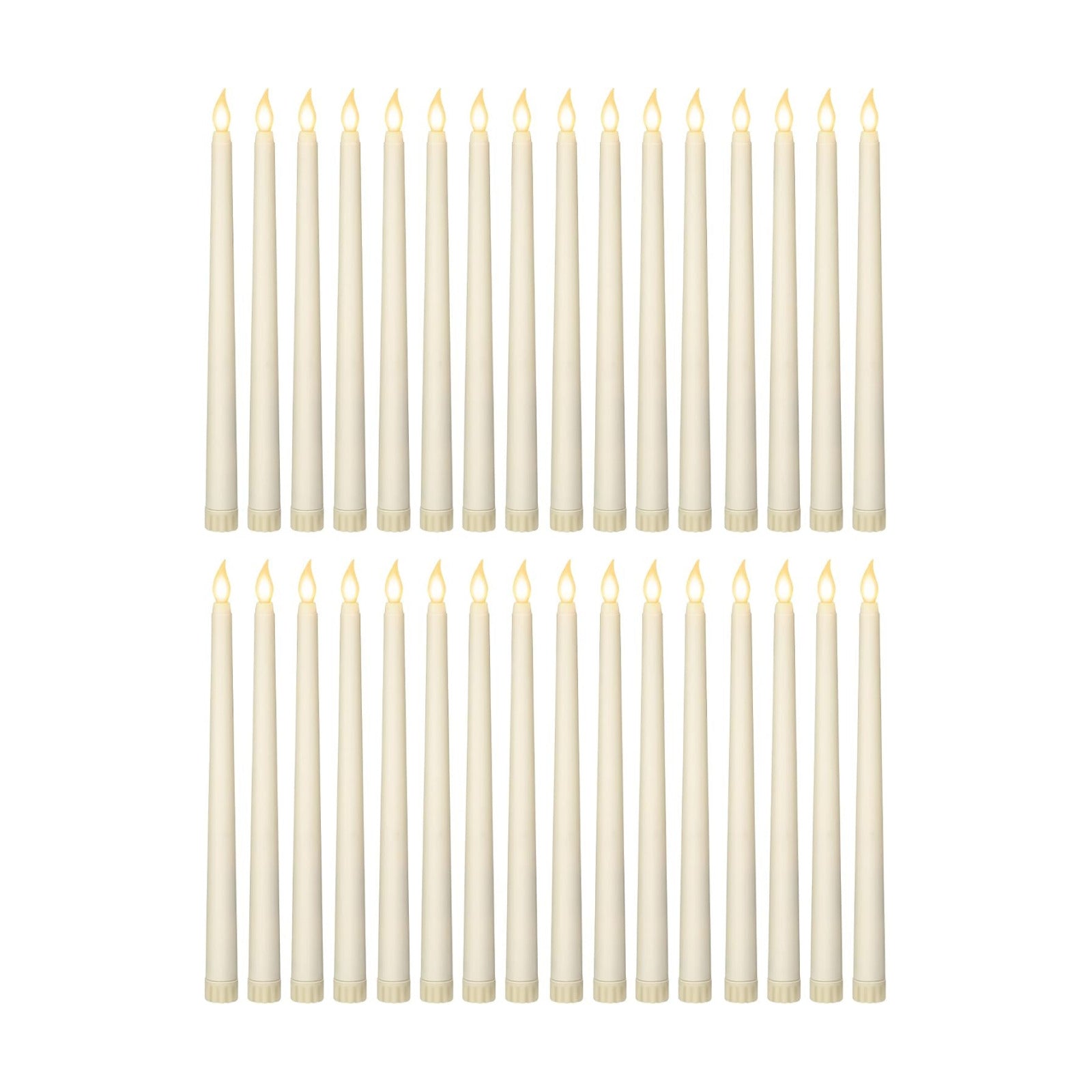 Treela 36 Pcs Flameless Taper Candle,Ivory White, 0.8x11″, Smooth | Flickering Faux LED Battery Operated Electric Fake