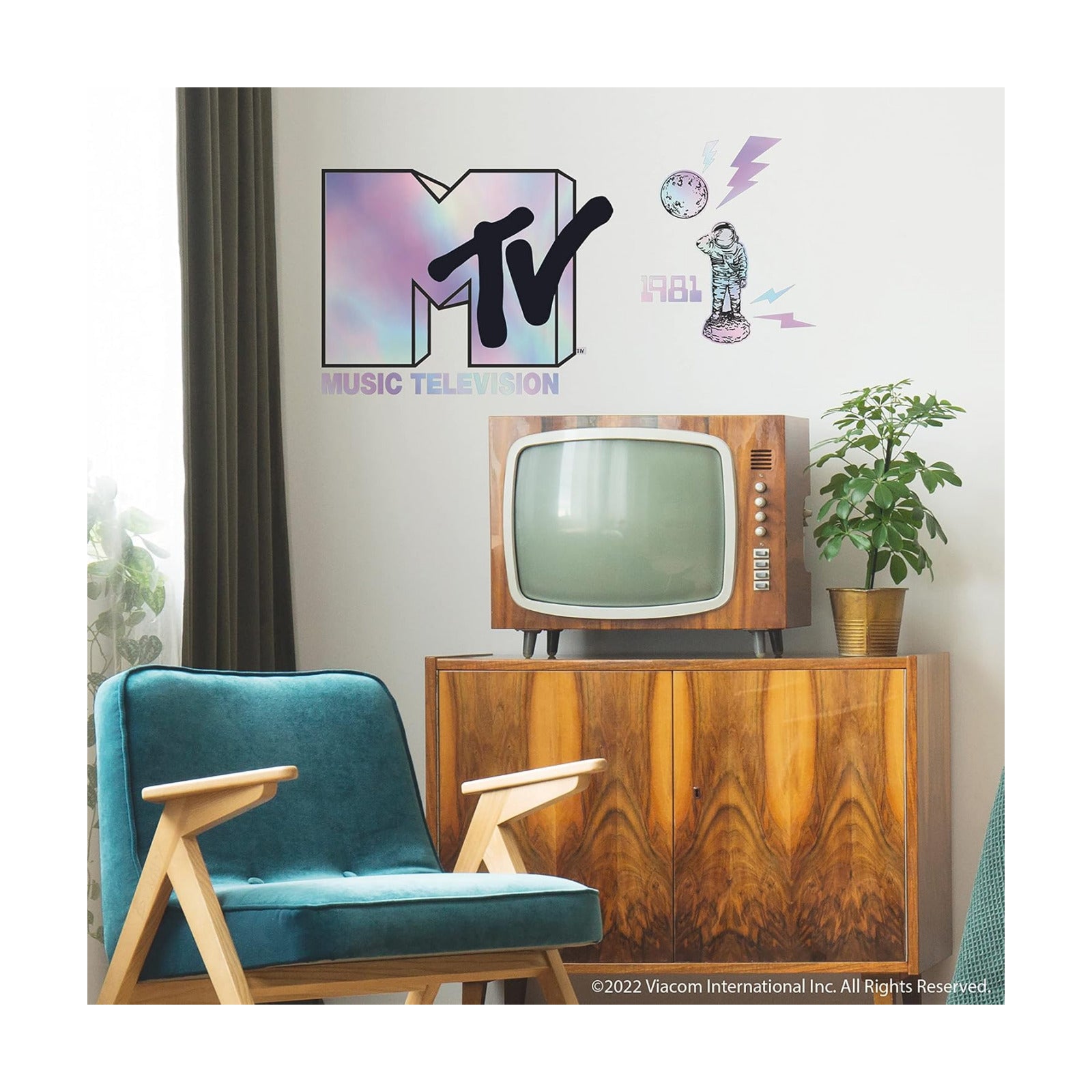 RMK5268GM MTV Holographic Peel and Stick Giant Wall Decals