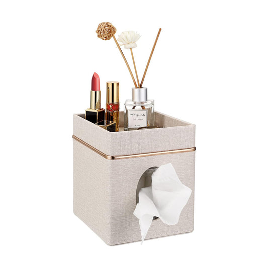 Linen Square Tissue Box Cover / Beige
