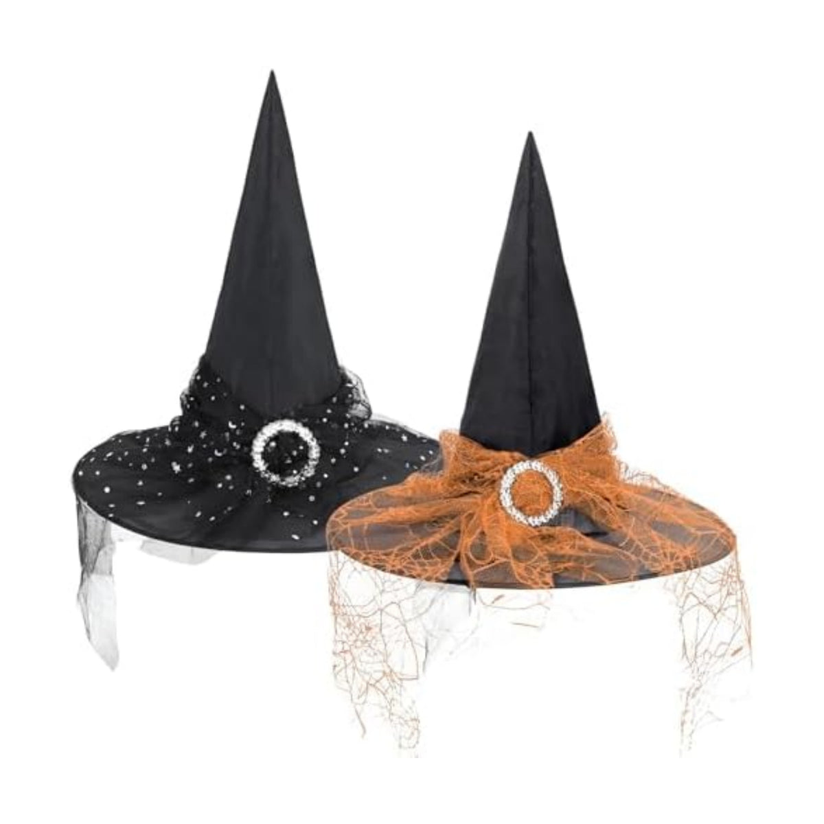 Zando Lace Witch Hats for Women - Halloween Cosplay Costume Accessories Foldable Hanging Witch Wizard Hats for Decorations