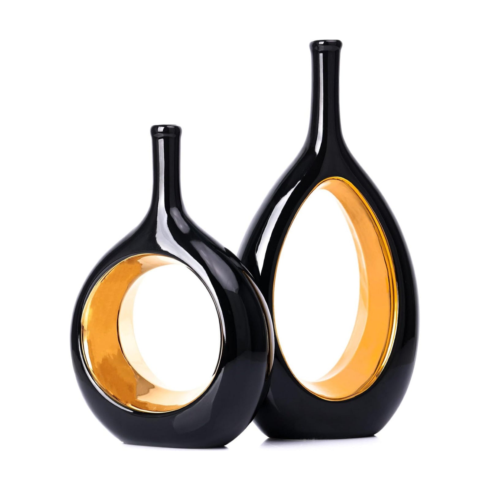 Ceramic Vase Set 2 / Black Gold