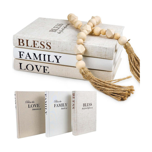 Linen Covered Decor Books / Beige / Set of 3
