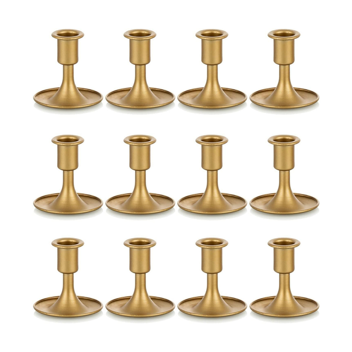 Candlestick Holders Taper Candle Holders, Romadedi Gold Candle Stick Candle Holder for Table Centerpiece, Wedding Reception, Festive Christmas Mantel Decoration or Home Decor, Set of 12