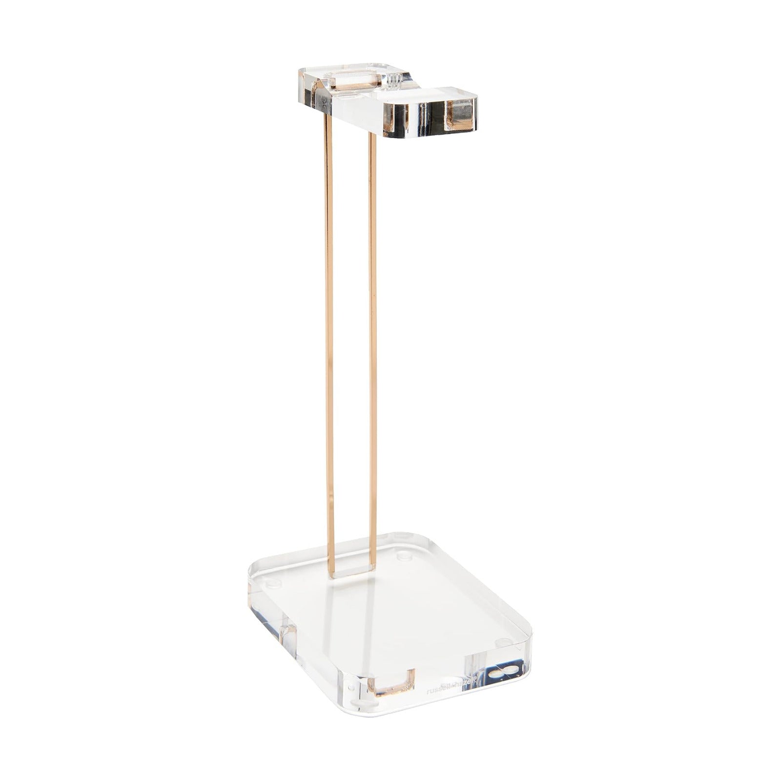 russell+hazel Acrylic Headphone Stand with Gold Hardware, Clear | Displays and stores headphones on a crystal-clear