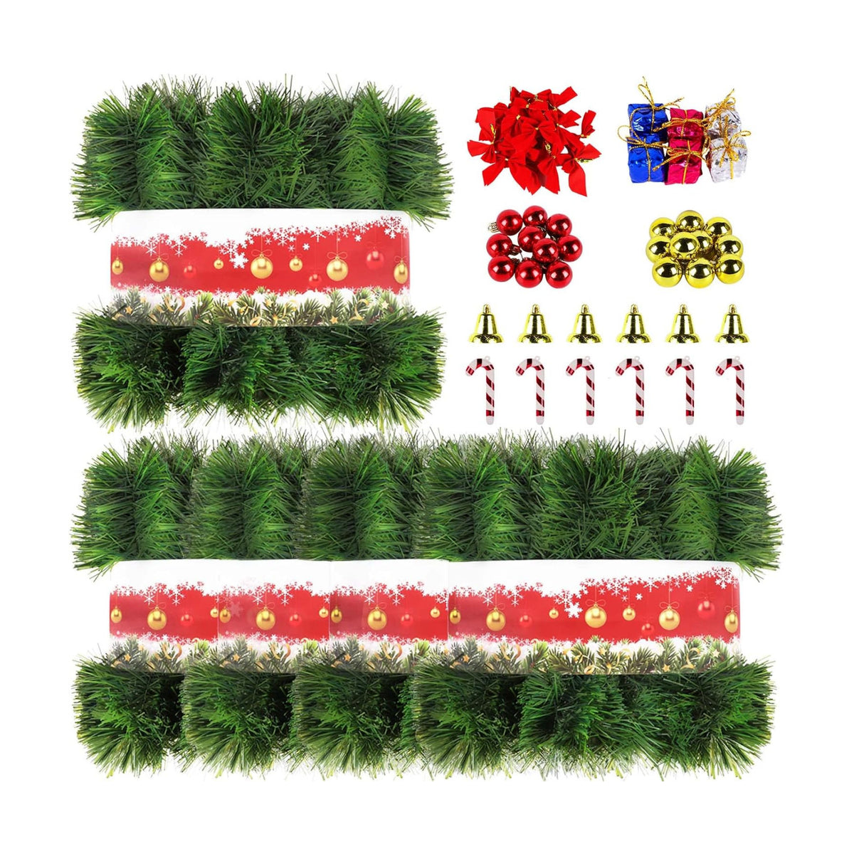 5 Pack 250FT Christmas Green Garland Flower for Christmas and Non-Lit Soft Holiday Decor for Outdoor Indoor Artificial Twist Greenery Garland Home Artificial Wedding Party Decoration