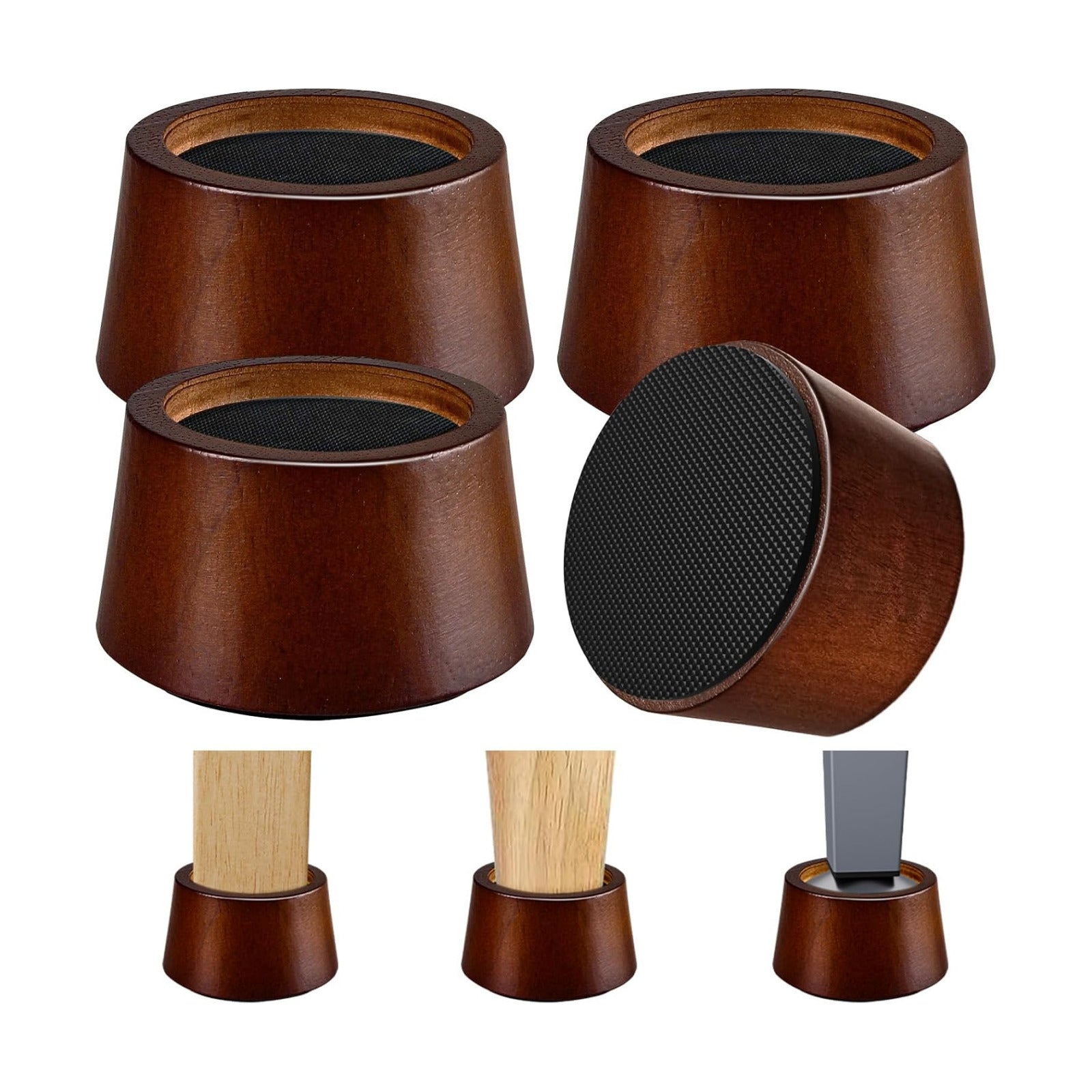 Wooden Circle Heavy Duty Furniture Height Extenders Lifts / 2 Inch / Wood
