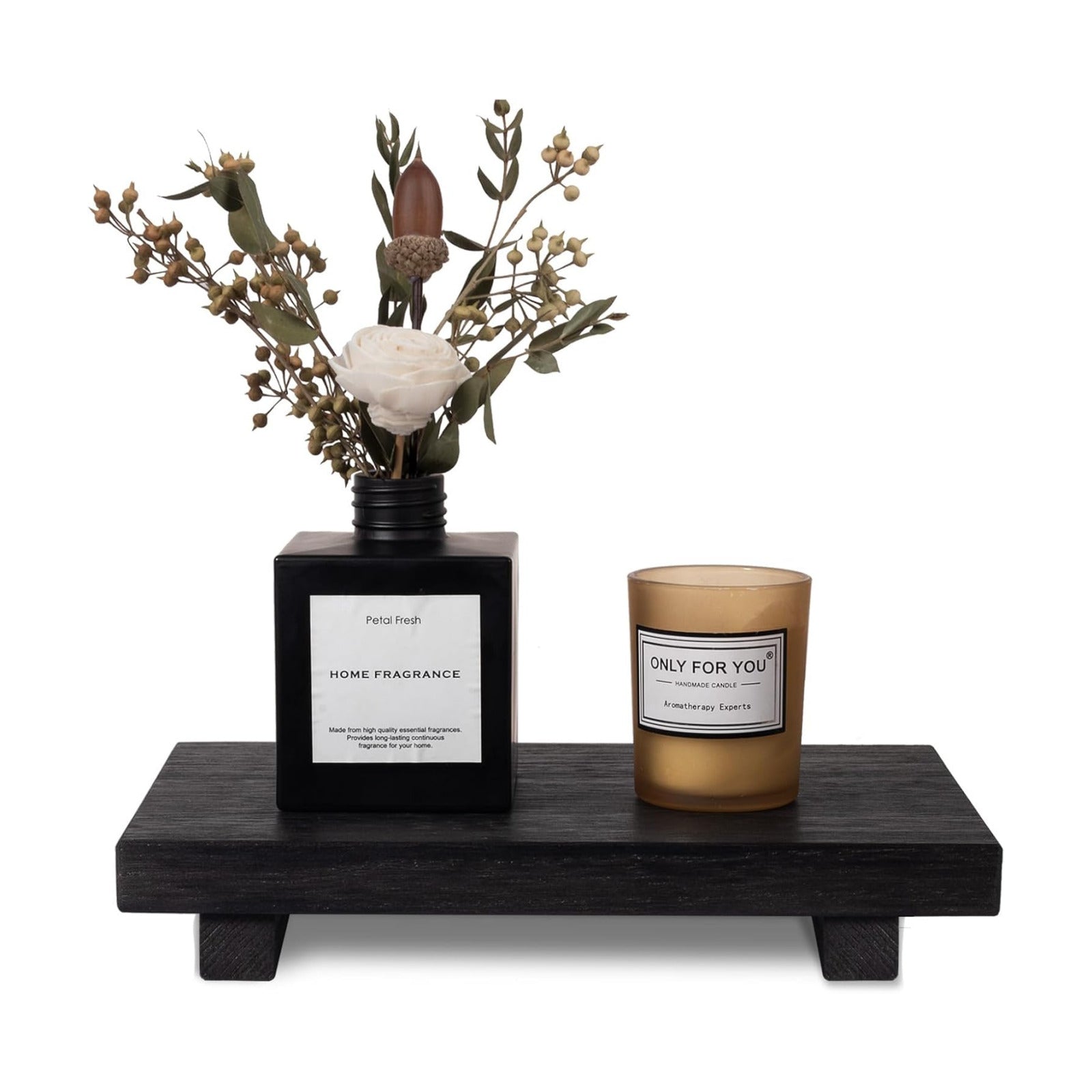 Wood Bathroom Tray Farmhouse Decor Kitchen Soap Holder, 9"x6" Black