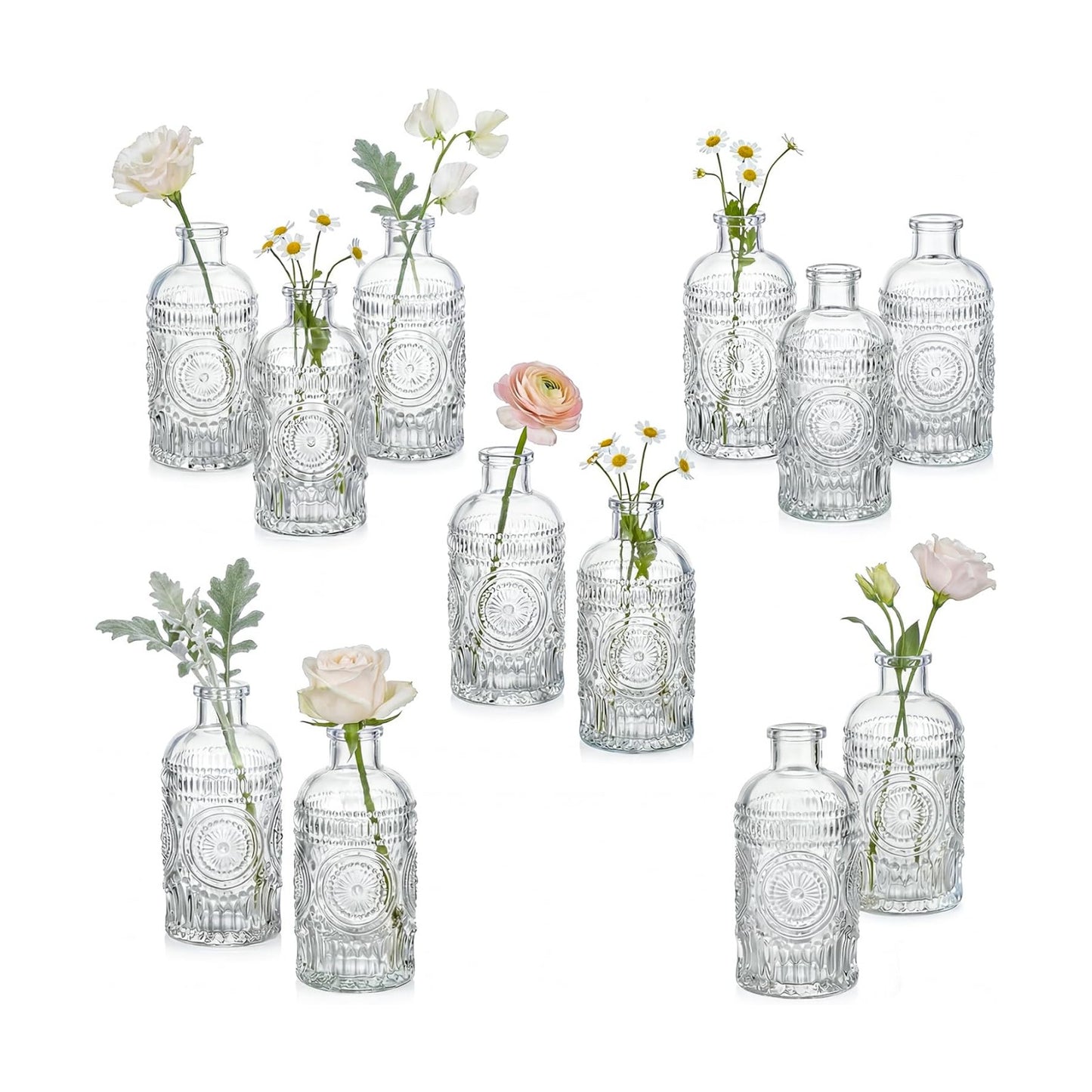 Mini Glass Bud Vases / Clear / 4.9 Inch / Set of 12