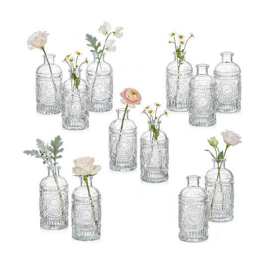 Mini Glass Bud Vases / Clear / 4.9 Inch / Set of 12